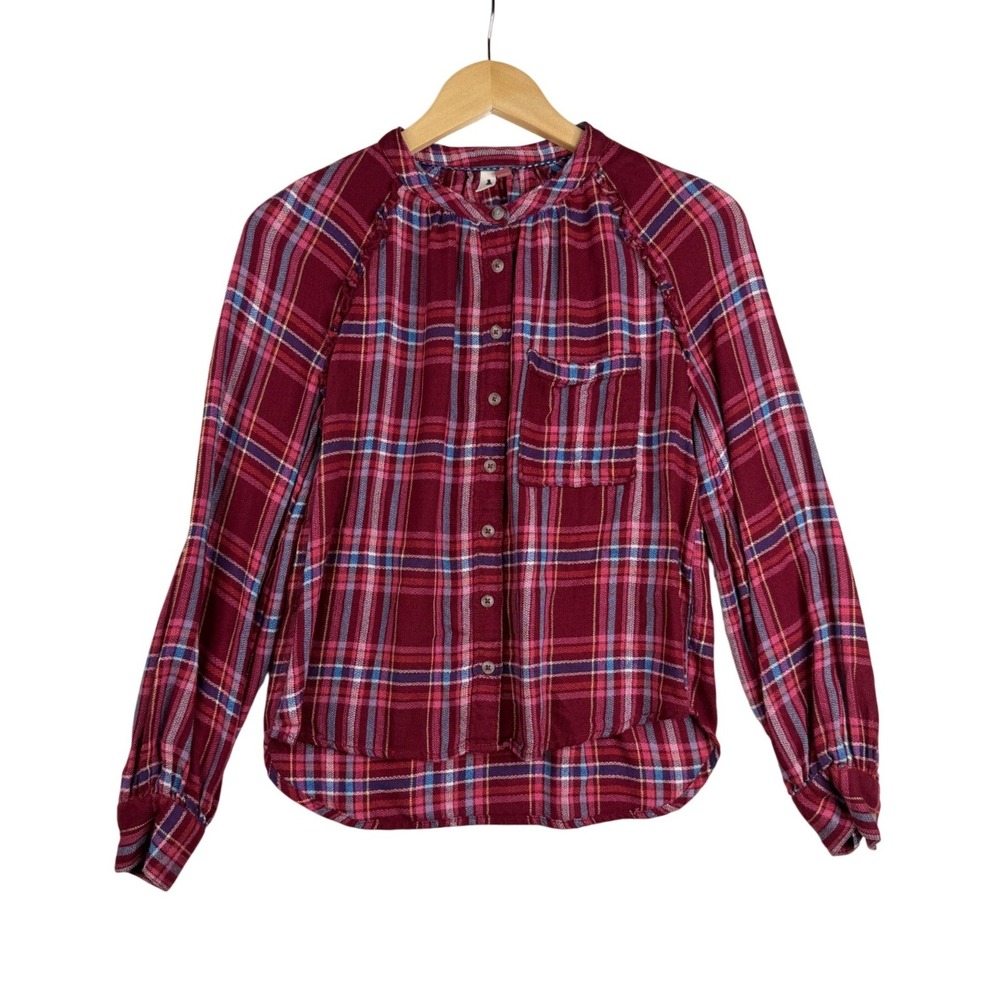 Pilcro Anthropologie Plaid Long Sleeve Button Down size XS Red/White/Blue